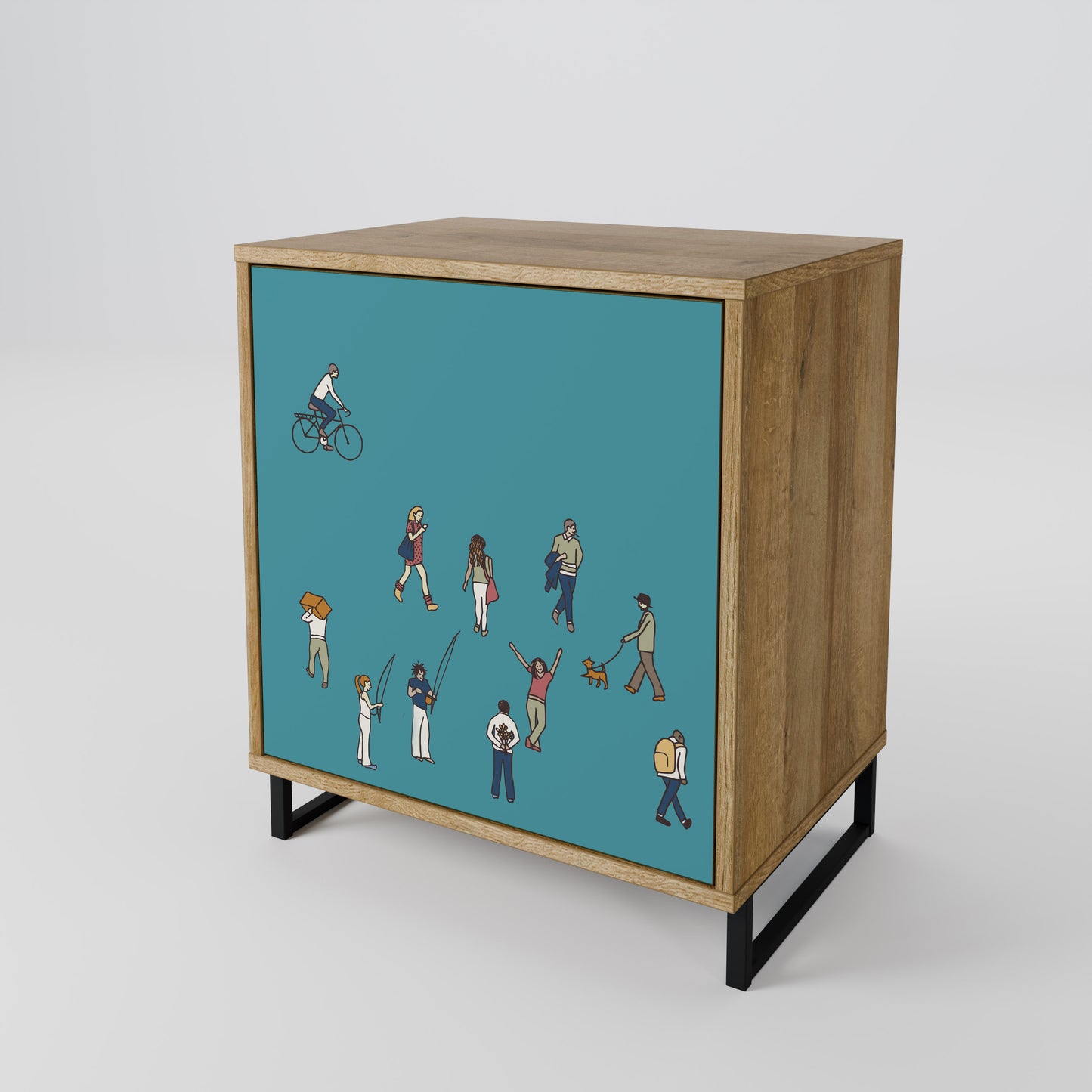 Credenza COLLECTIVE STREAM a 1 anta effetto rovere