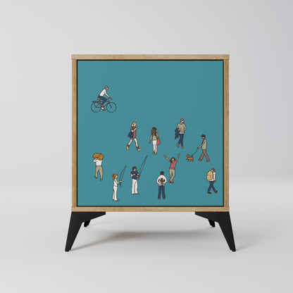 Credenza COLLECTIVE STREAM a 1 anta effetto rovere