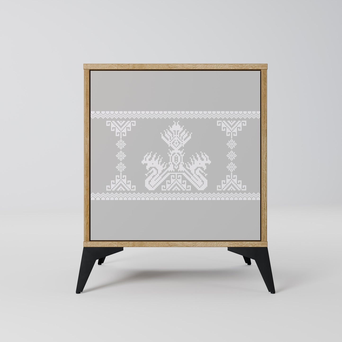 Credenza THAI GRAY a 1 anta effetto rovere