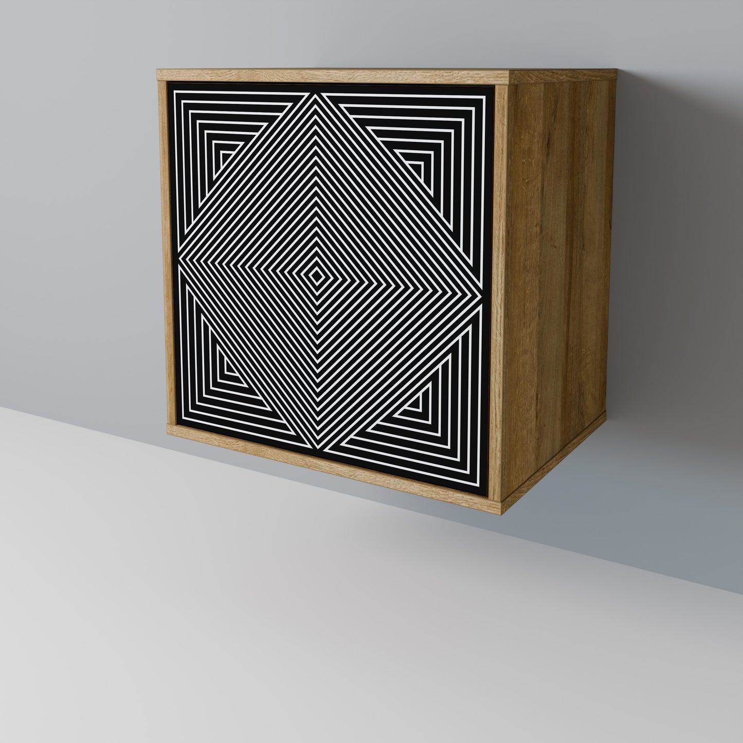POLYGON ILLUSION Madia a 1 anta effetto rovere