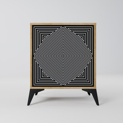 POLYGON ILLUSION Madia a 1 anta effetto rovere