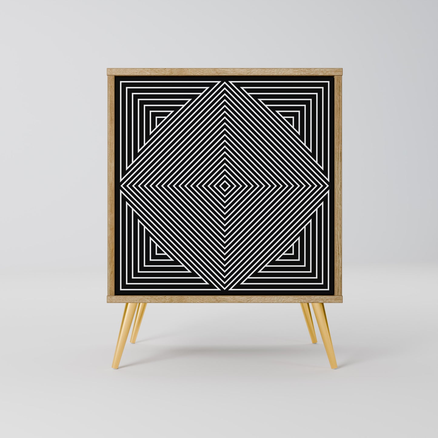 POLYGON ILLUSION Madia a 1 anta effetto rovere