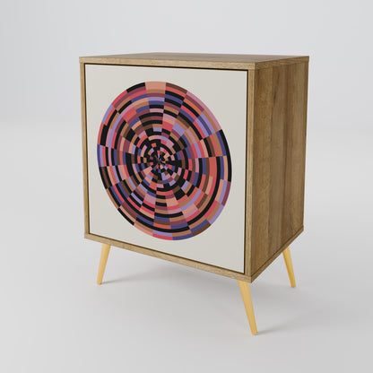 BROWN CIRCLES 1-Door Sideboard in Oak Effect