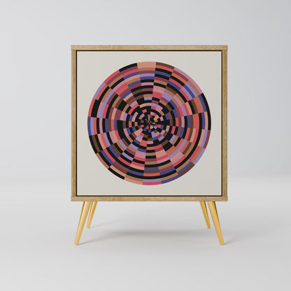 BROWN CIRCLES 1-Door Sideboard in Oak Effect