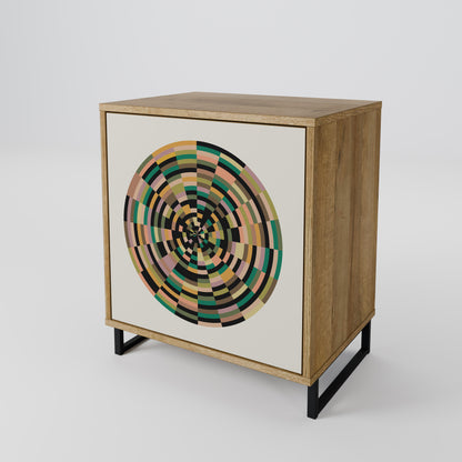 GREEN CIRCLES Madia a 1 anta effetto rovere