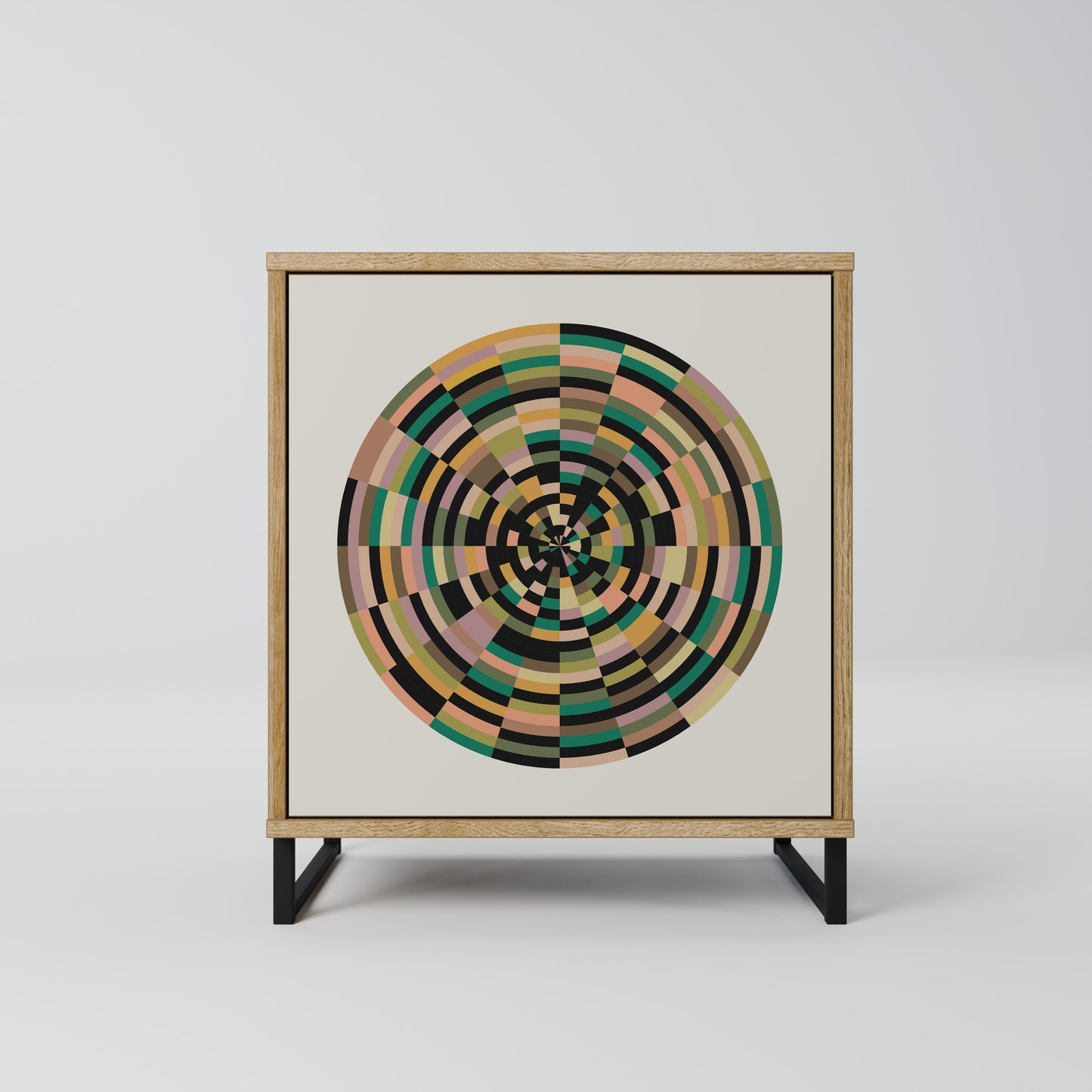 GREEN CIRCLES Madia a 1 anta effetto rovere