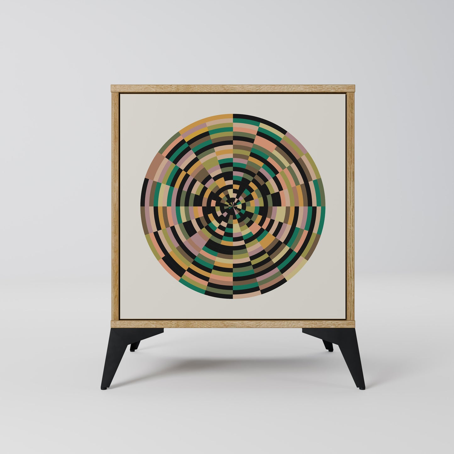 GREEN CIRCLES Madia a 1 anta effetto rovere