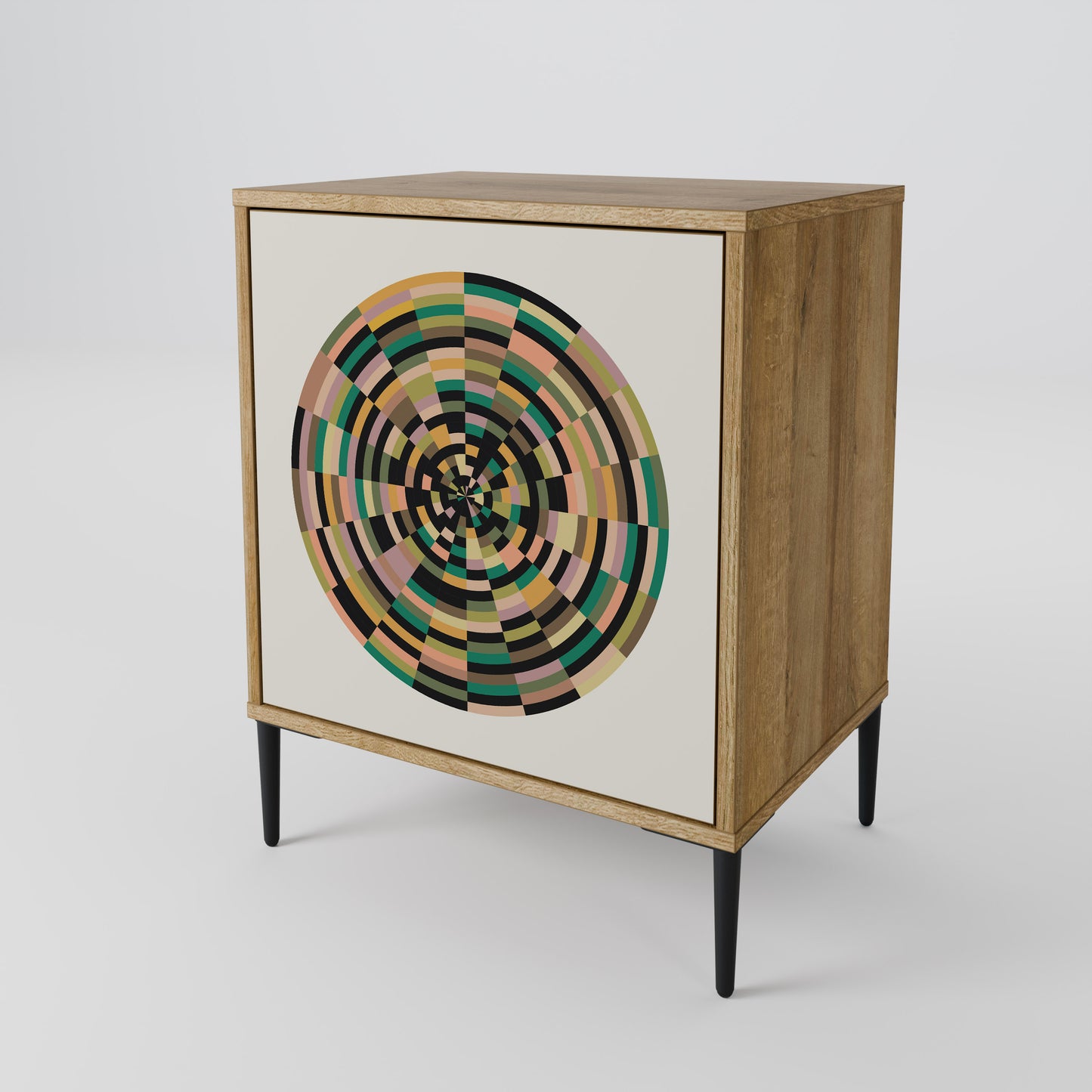 GREEN CIRCLES Madia a 1 anta effetto rovere