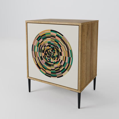 GREEN CIRCLES Madia a 1 anta effetto rovere