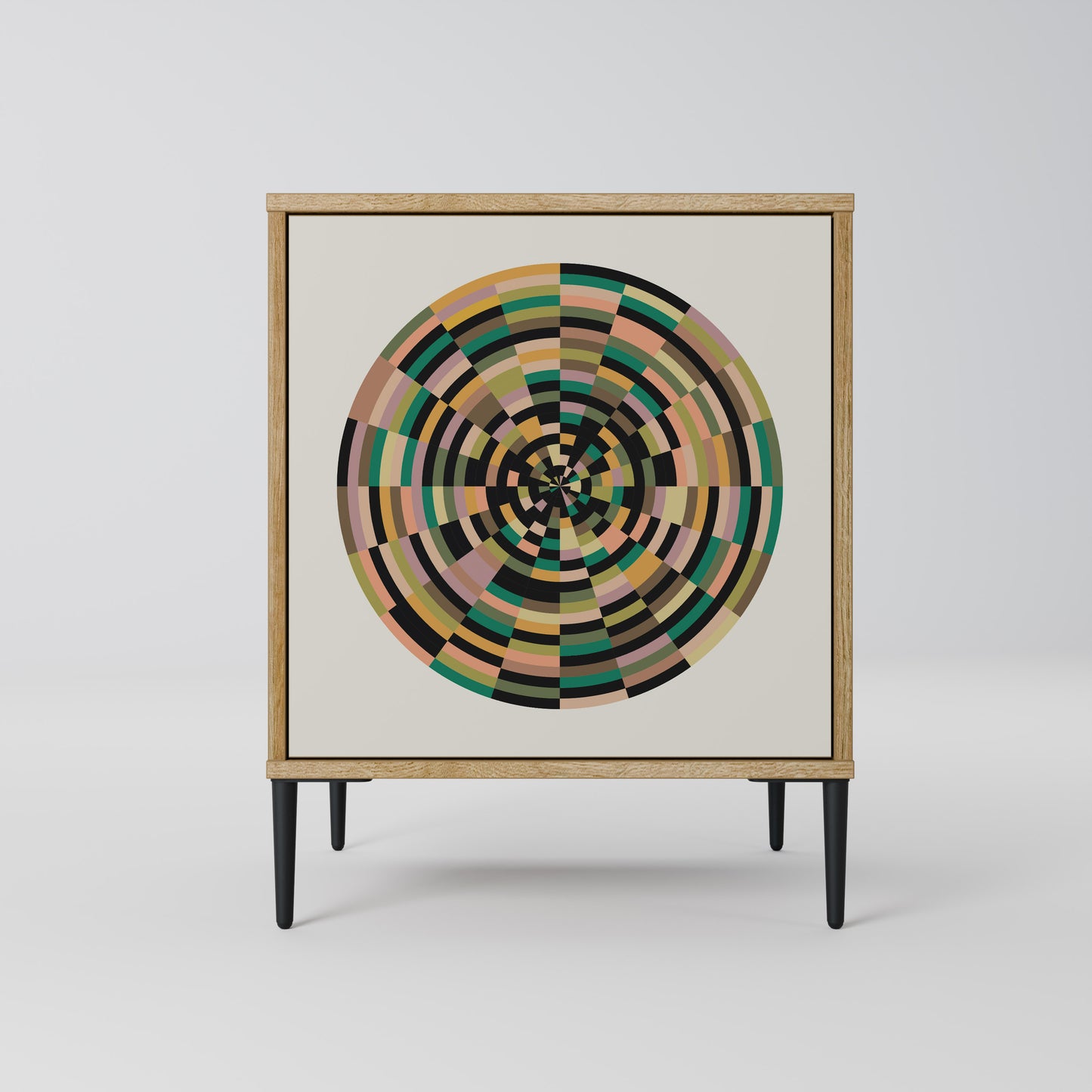 GREEN CIRCLES Madia a 1 anta effetto rovere