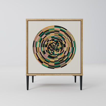 GREEN CIRCLES Madia a 1 anta effetto rovere