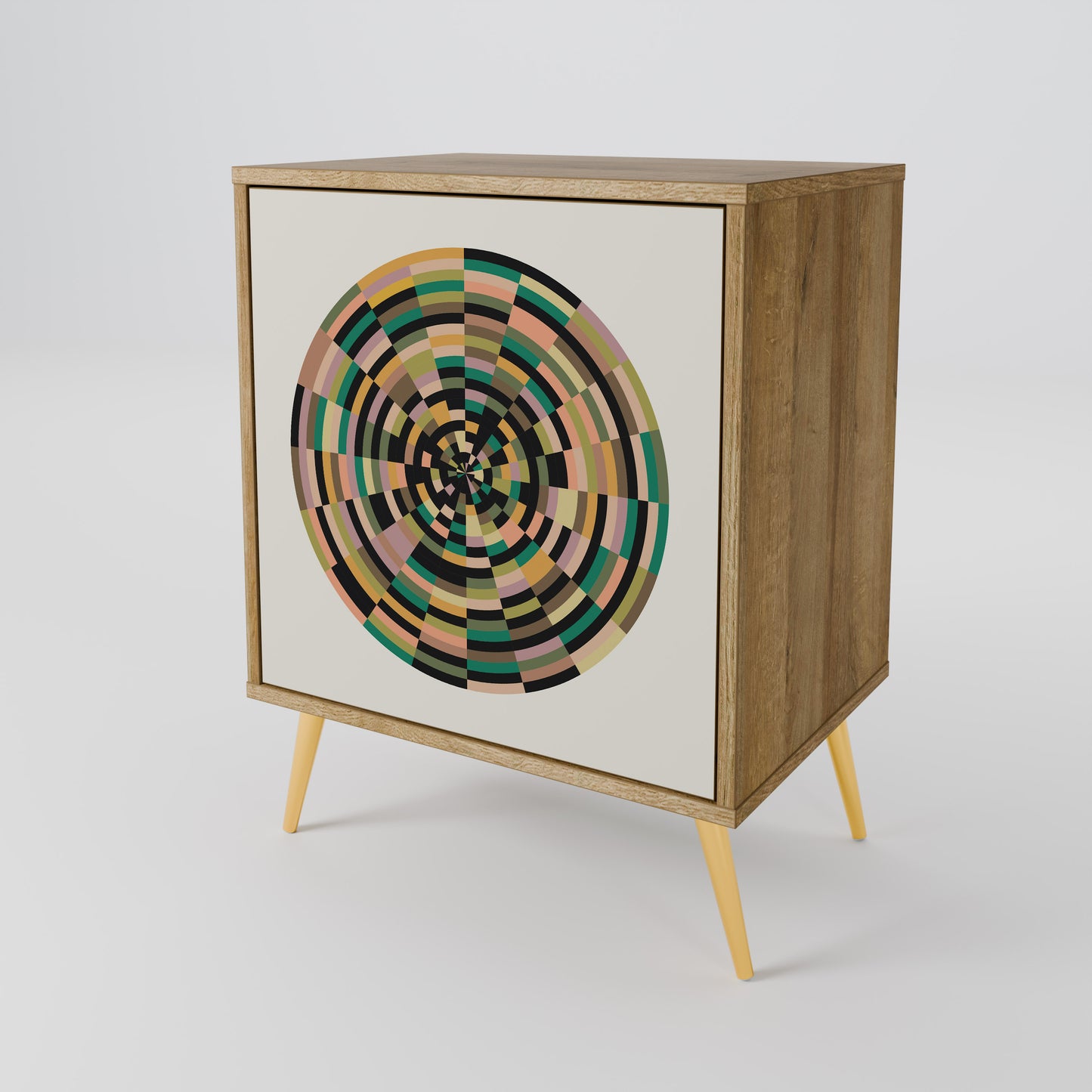 GREEN CIRCLES Madia a 1 anta effetto rovere