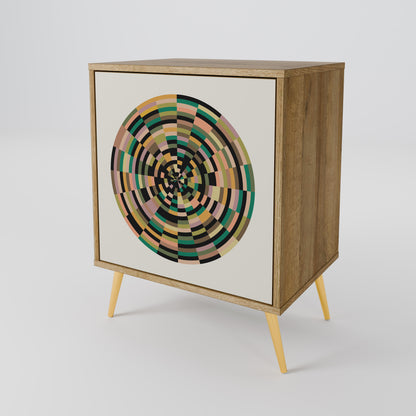 GREEN CIRCLES Madia a 1 anta effetto rovere