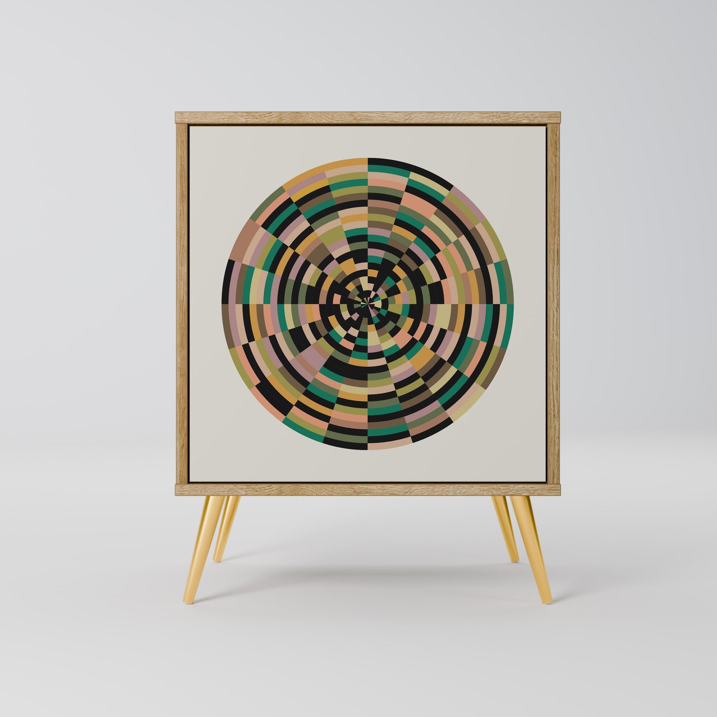 GREEN CIRCLES Madia a 1 anta effetto rovere