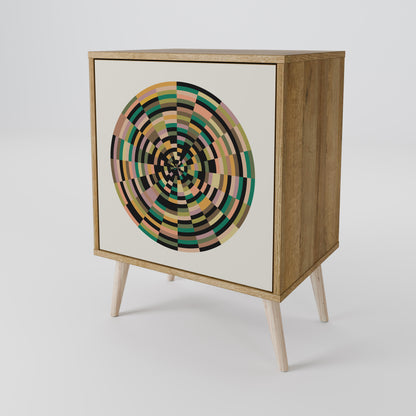 GREEN CIRCLES Madia a 1 anta effetto rovere