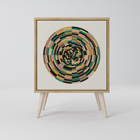 Credenza GREEN CIRCLES a 1 anta effetto rovere