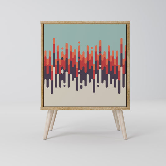 Credenza CHROMA CONTOURS a 1 anta effetto rovere