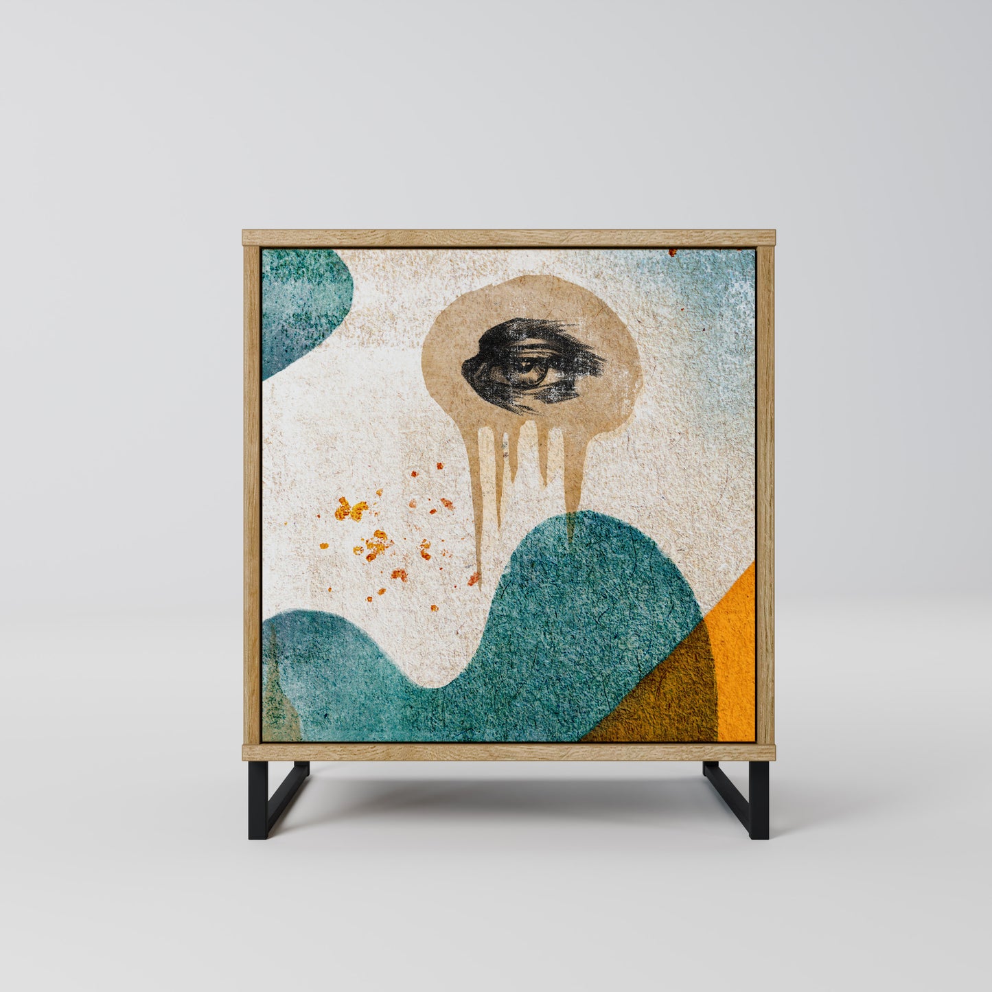 Credenza a 1 anta ABSTRACT FACES effetto rovere