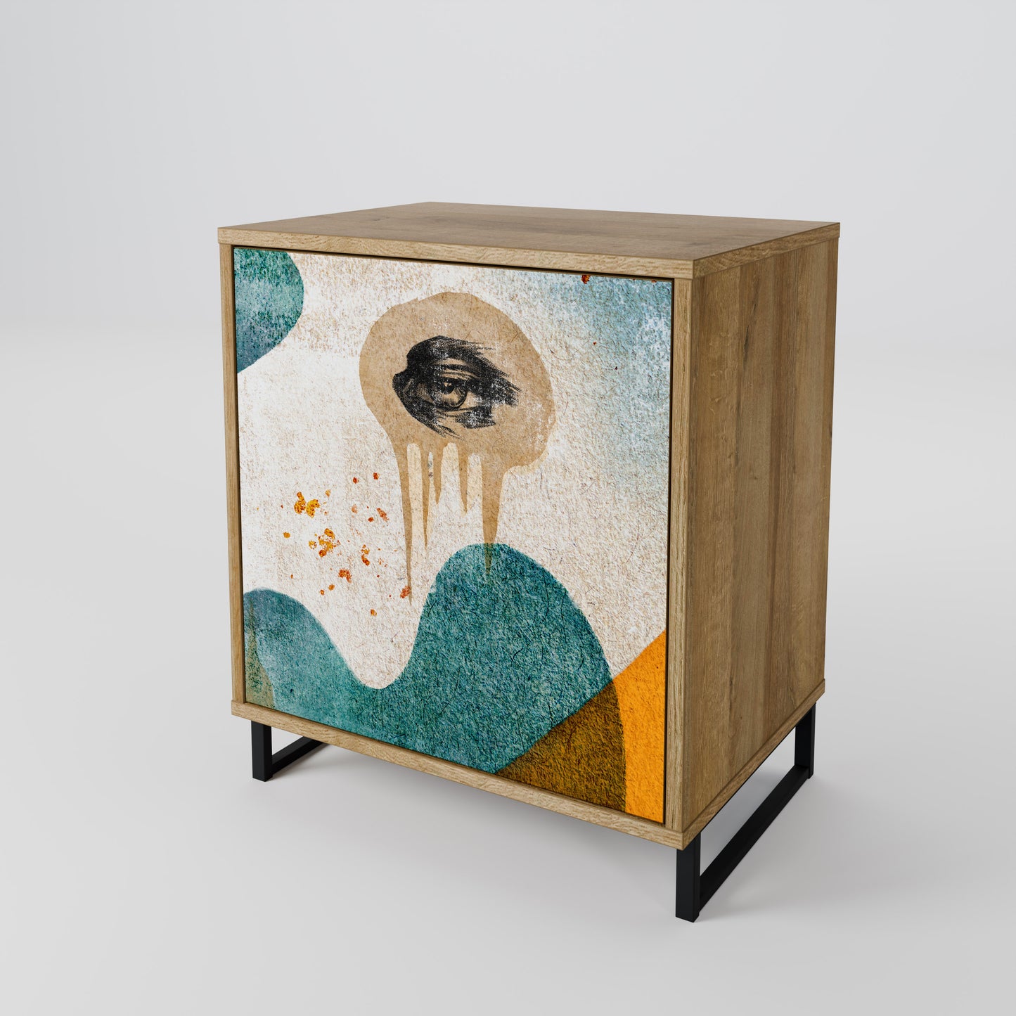 Credenza a 1 anta ABSTRACT FACES effetto rovere