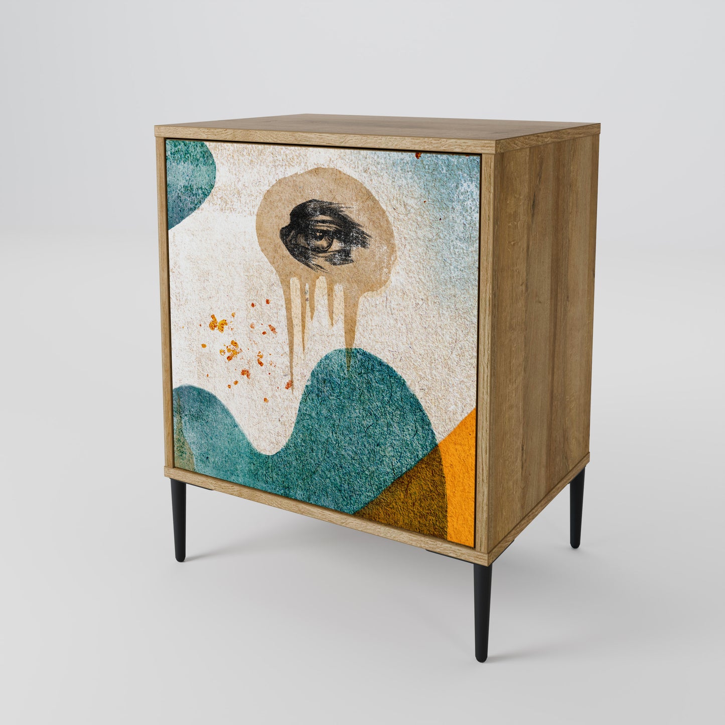 Credenza a 1 anta ABSTRACT FACES effetto rovere