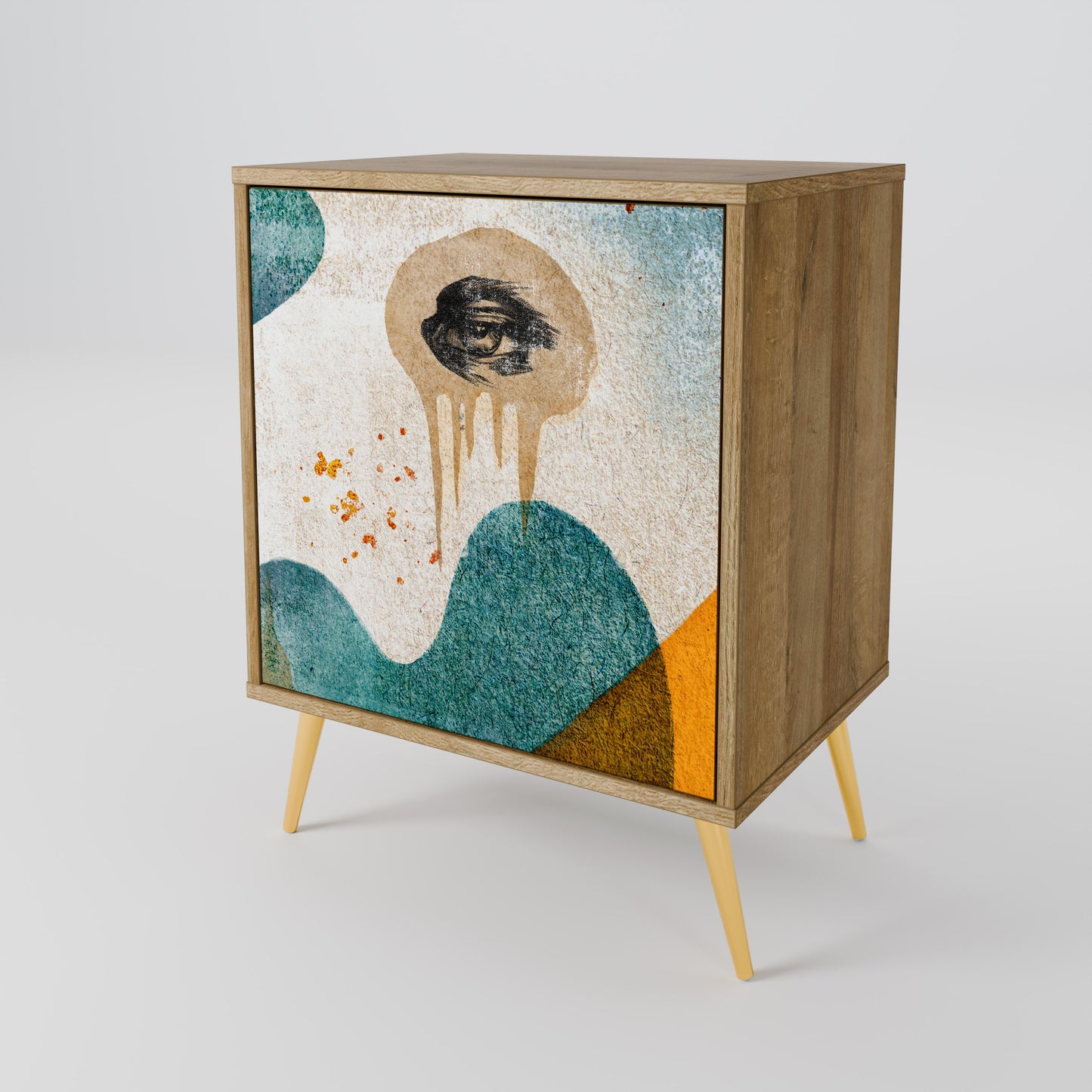 Credenza a 1 anta ABSTRACT FACES effetto rovere