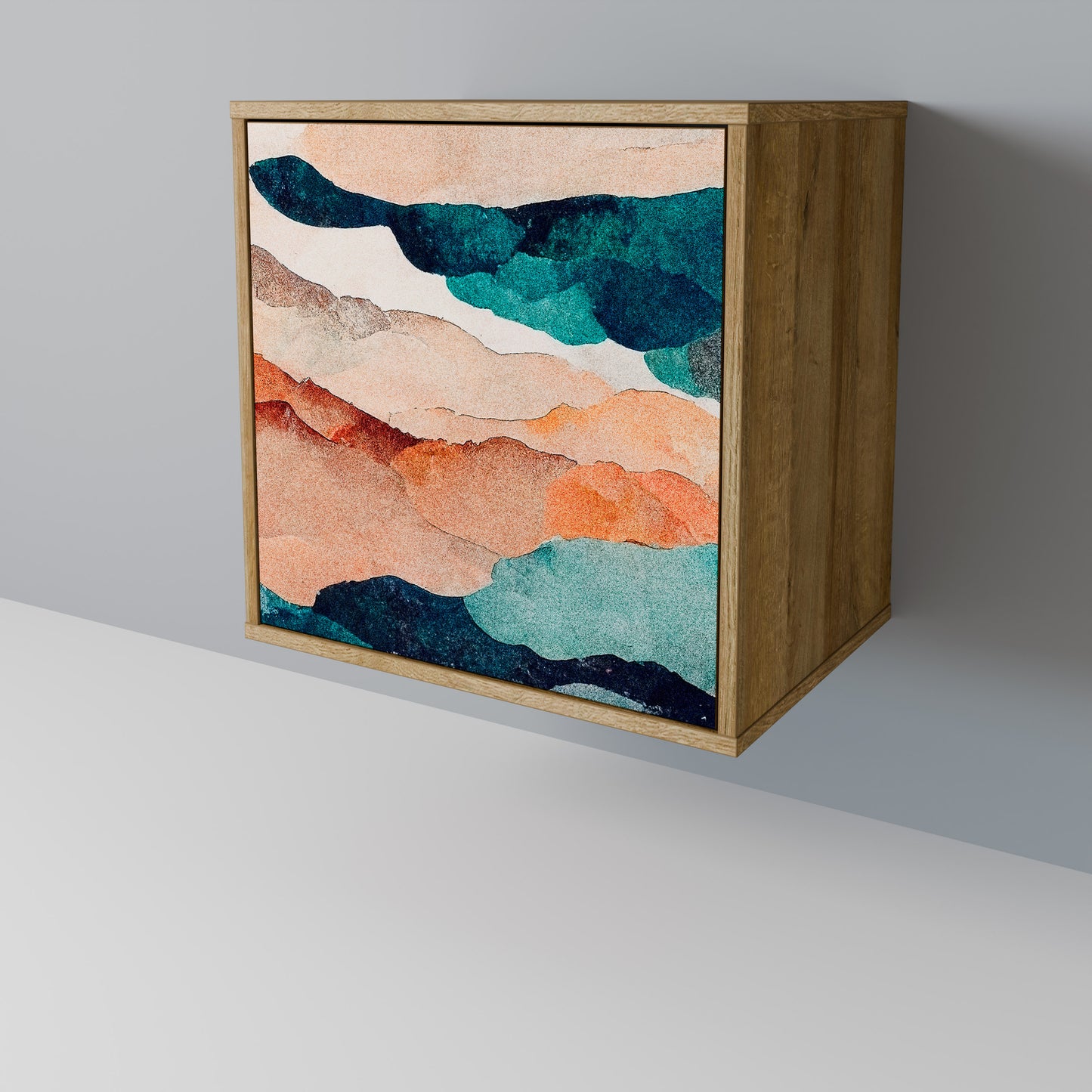 Credenza a 1 anta ABSTRACT LANDSCAPE effetto rovere