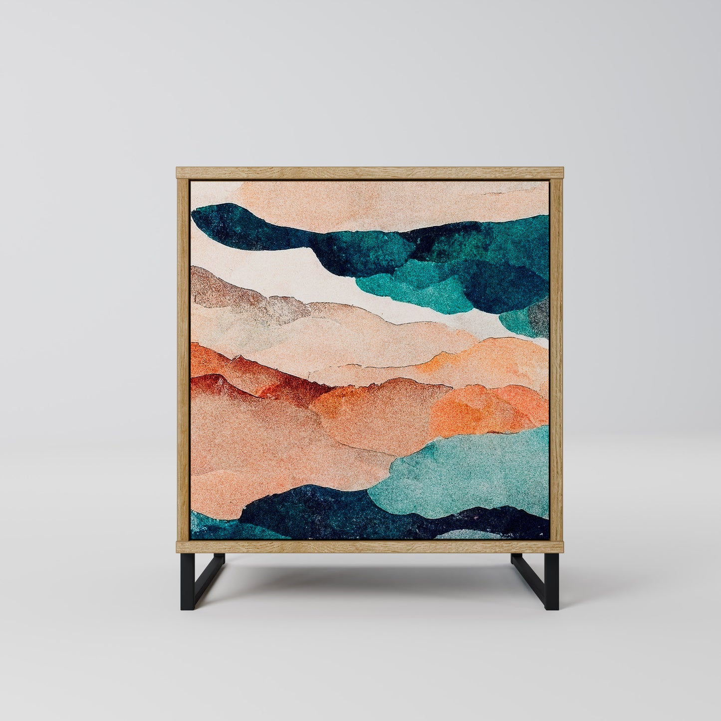Credenza a 1 anta ABSTRACT LANDSCAPE effetto rovere