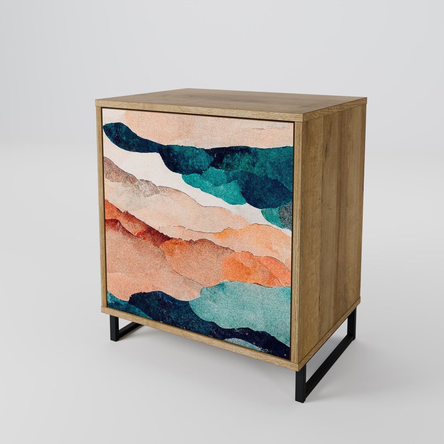 Credenza a 1 anta ABSTRACT LANDSCAPE effetto rovere