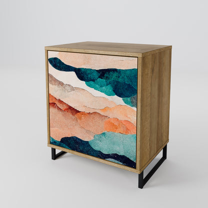 Credenza a 1 anta ABSTRACT LANDSCAPE effetto rovere
