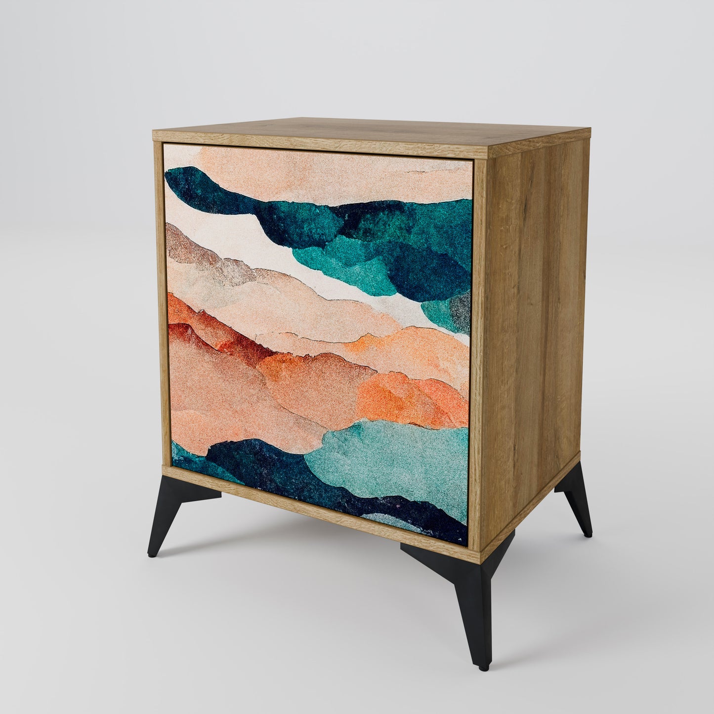 Credenza a 1 anta ABSTRACT LANDSCAPE effetto rovere