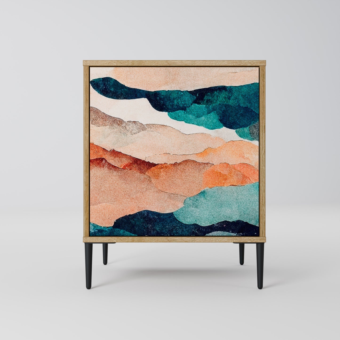 Credenza a 1 anta ABSTRACT LANDSCAPE effetto rovere