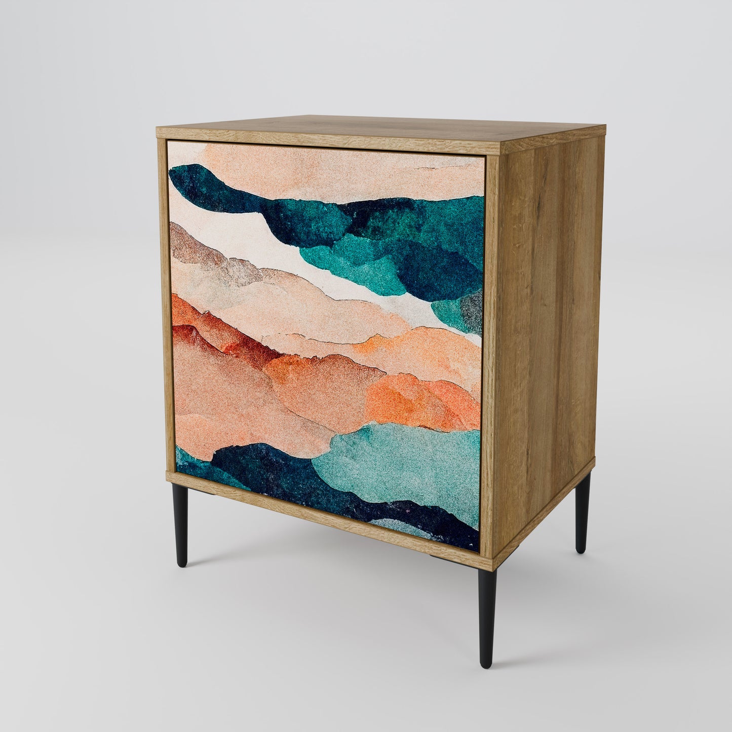 Credenza a 1 anta ABSTRACT LANDSCAPE effetto rovere