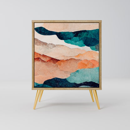 Credenza a 1 anta ABSTRACT LANDSCAPE effetto rovere