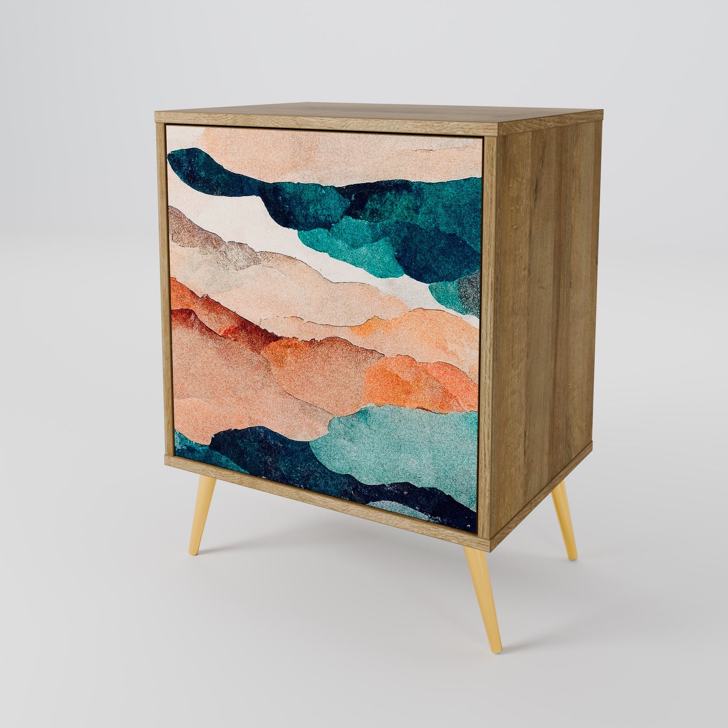 Credenza a 1 anta ABSTRACT LANDSCAPE effetto rovere