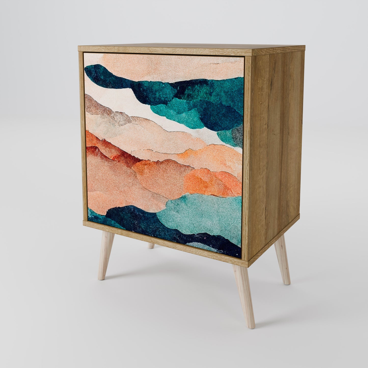 Credenza a 1 anta ABSTRACT LANDSCAPE effetto rovere