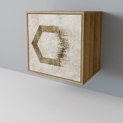 Credenza a 1 anta HEXAGONAL SHAPES in effetto rovere