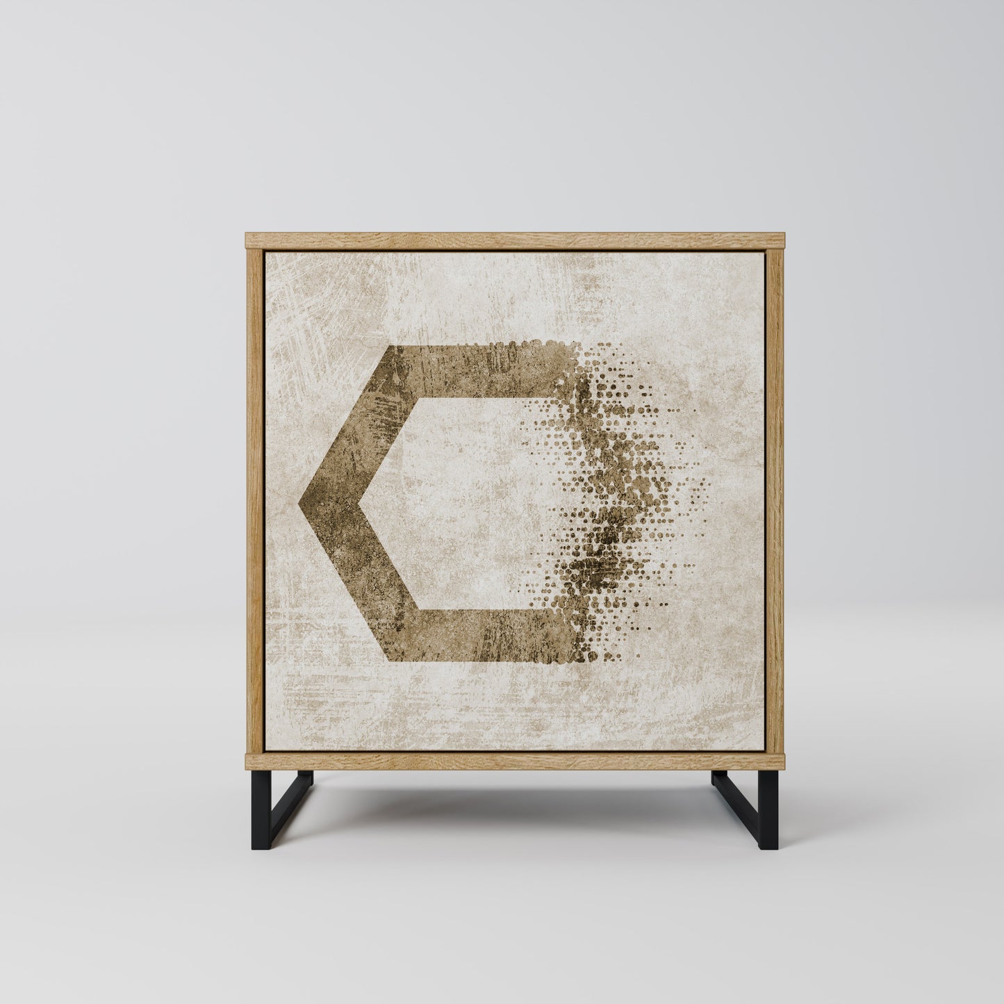 Credenza a 1 anta HEXAGONAL SHAPES in effetto rovere