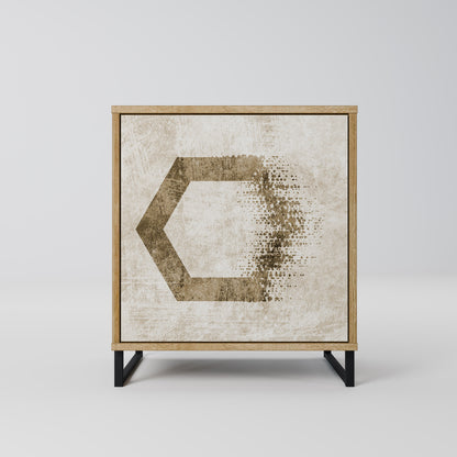 Credenza a 1 anta HEXAGONAL SHAPES in effetto rovere