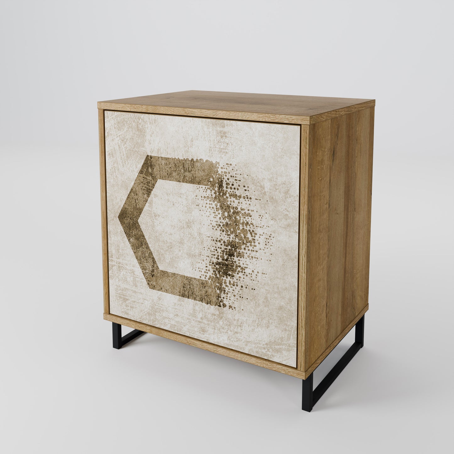 Credenza a 1 anta HEXAGONAL SHAPES in effetto rovere