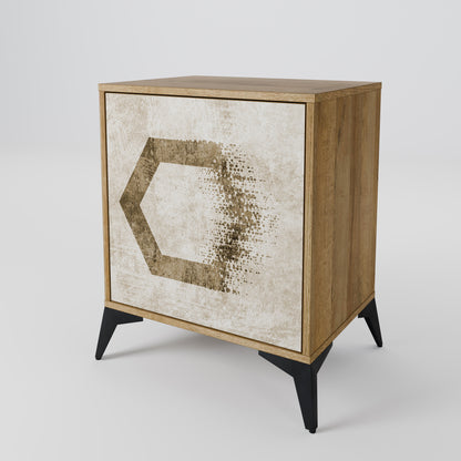 Credenza a 1 anta HEXAGONAL SHAPES in effetto rovere