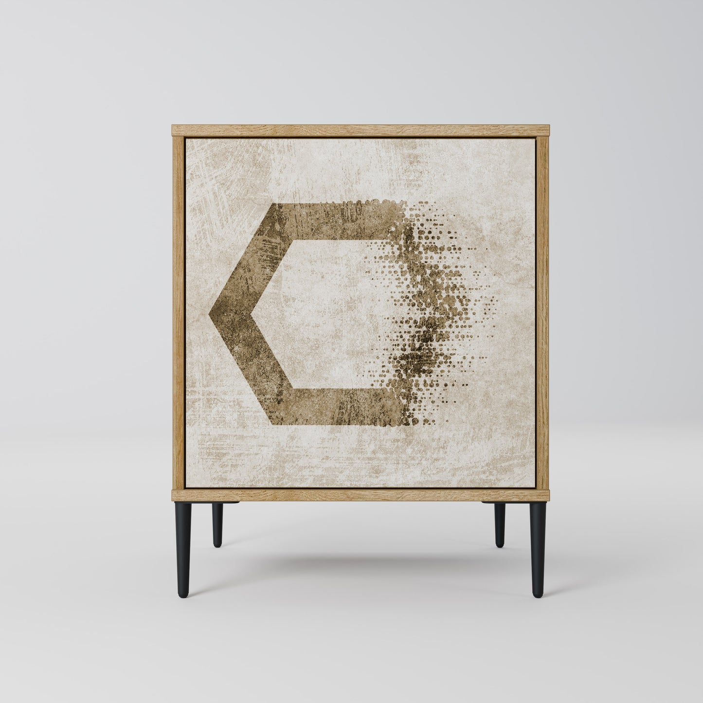 Credenza a 1 anta HEXAGONAL SHAPES in effetto rovere