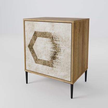 Credenza a 1 anta HEXAGONAL SHAPES in effetto rovere
