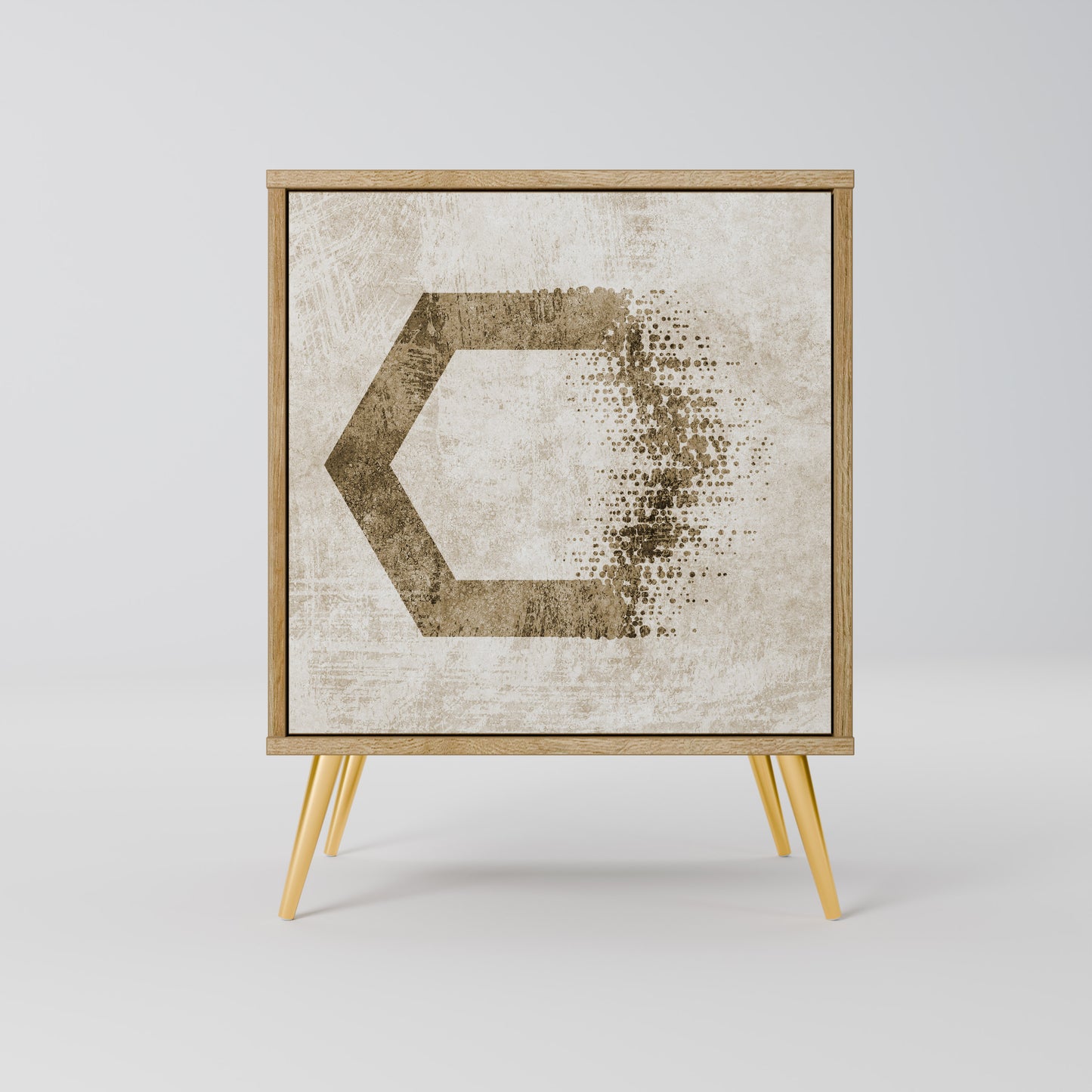 Credenza a 1 anta HEXAGONAL SHAPES in effetto rovere