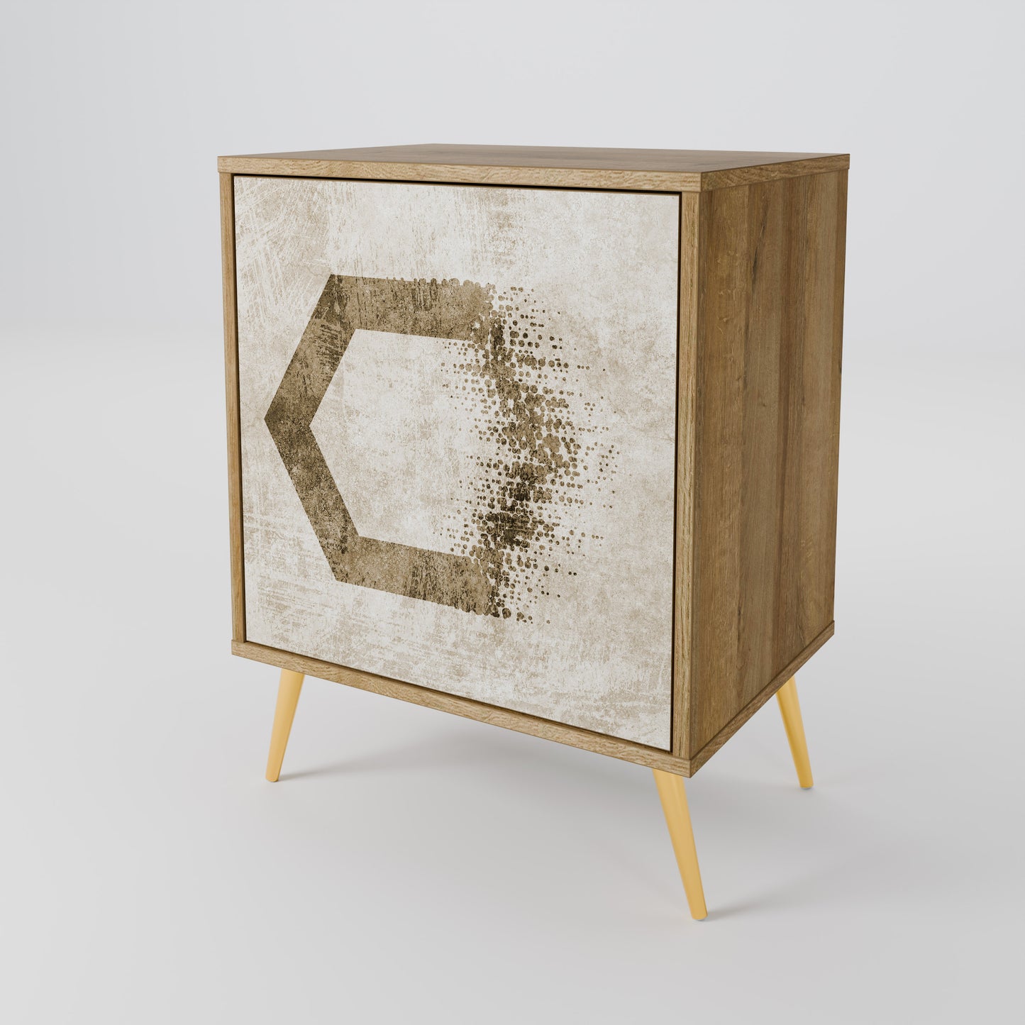 Credenza a 1 anta HEXAGONAL SHAPES in effetto rovere