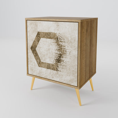 Credenza a 1 anta HEXAGONAL SHAPES in effetto rovere