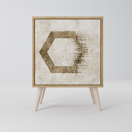 Credenza a 1 anta HEXAGONAL SHAPES in effetto rovere