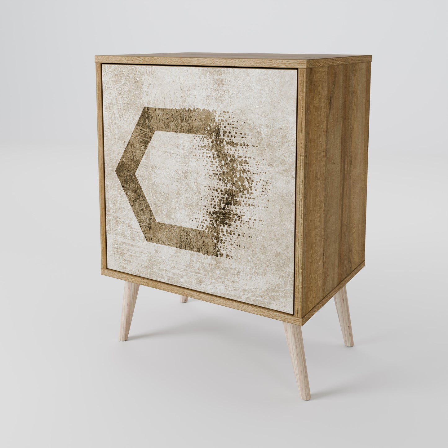 Credenza a 1 anta HEXAGONAL SHAPES in effetto rovere