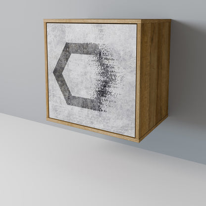 Credenza HEXAGONAL FIGURES a 1 anta effetto rovere