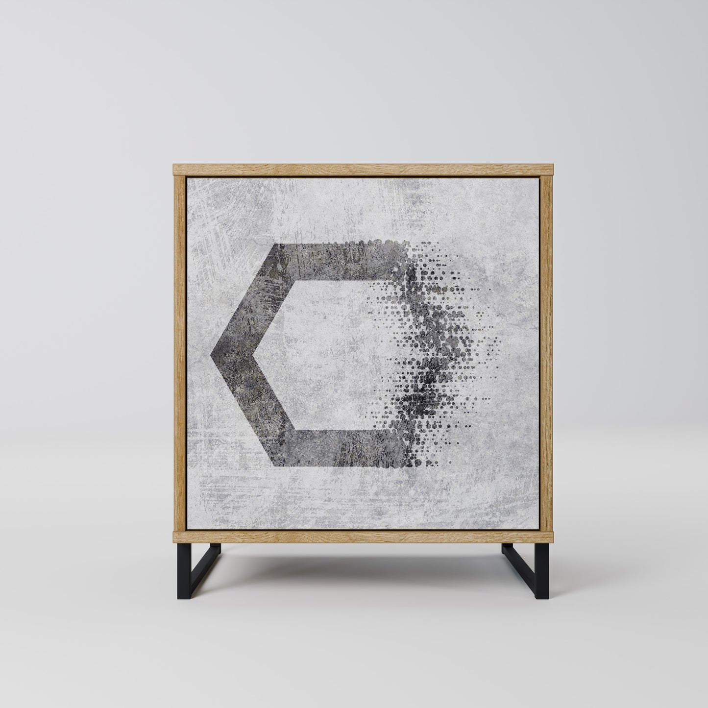 Credenza HEXAGONAL FIGURES a 1 anta effetto rovere