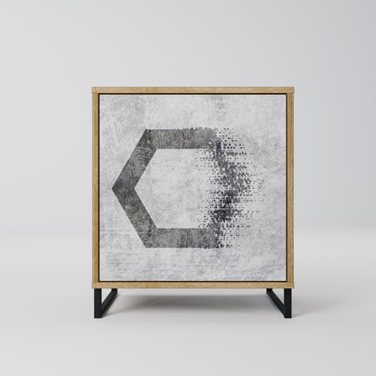 Credenza HEXAGONAL FIGURES a 1 anta effetto rovere